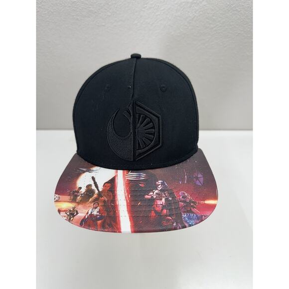 Star Wars Snapback Hat Black Embroidered Logo Printed Brim One Size Fits All - Picture 1 of 10